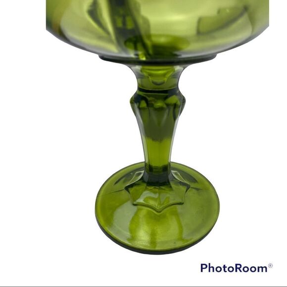 Vintage Indiana Glass Scalloped Teardrop Compote- GREEN - Picture 5 of 7